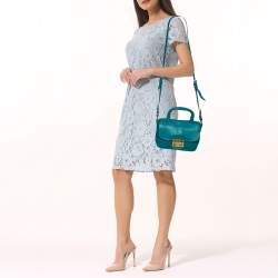 Miu Miu Green Leather Madras Top Handle Bag