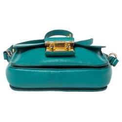Miu Miu Green Leather Madras Top Handle Bag