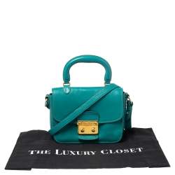 Miu Miu Green Leather Madras Top Handle Bag