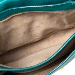 Miu Miu Green Leather Madras Top Handle Bag