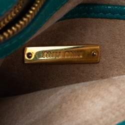Miu Miu Green Leather Madras Top Handle Bag