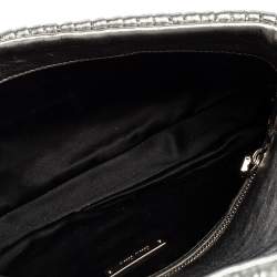 Pre Owned Miu Miu Silver Cloquet Nappa Crystal Leather Clutch Bag