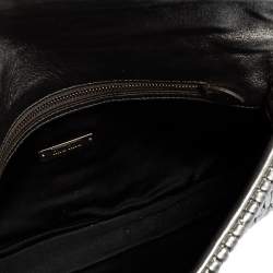 Pre Owned Miu Miu Silver Cloquet Nappa Crystal Leather Clutch Bag