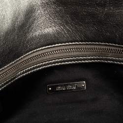 Pre Owned Miu Miu Silver Cloquet Nappa Crystal Leather Clutch Bag