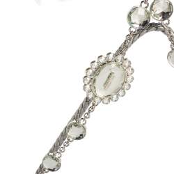 Pre Owned Miu Miu Silver Cloquet Nappa Crystal Leather Clutch Bag