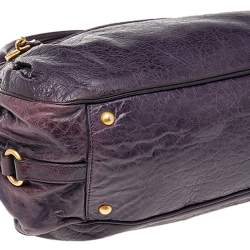Miu Miu Purple Distressed Leather Charm Satchel