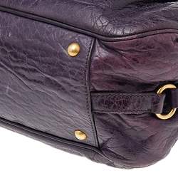 Miu Miu Purple Distressed Leather Charm Satchel