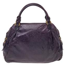 Miu Miu Purple Distressed Leather Charm Satchel