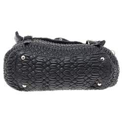 Pre Owned Miu Miu Black Matelassé Leather Turnlock Flap Top Handle Bag