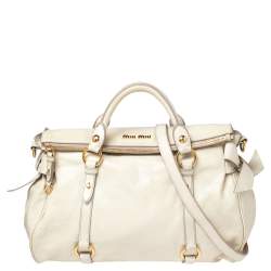 Miu Miu Off White Leather Bow Satchel