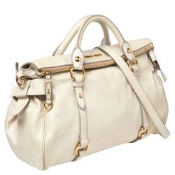 Miu Miu Off White Leather Bow Satchel