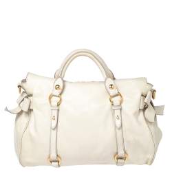 Miu Miu Off White Leather Bow Satchel