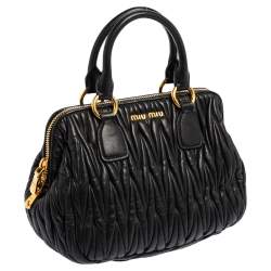 Pre Owned حقيبة ساتش ل ميو ميو باوليتو جلد ماتيلاس أسود