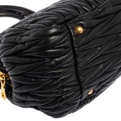 Pre Owned حقيبة ساتشل ميو ميو باوليتو جلد ماتيلاس أسود