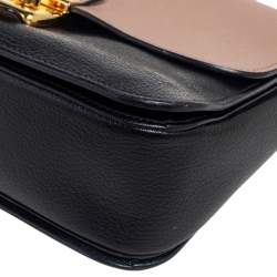 مملوكة مسبقًا حقيبة ميو ميو جلد مادراس بيج/أسود بقفل دفع وقلاب ويد علوية