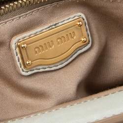 Miu Miu Off White Matelassé Leather Coffer Frame Satchel