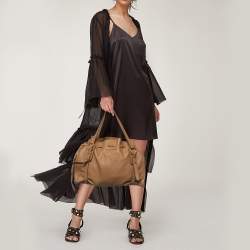 Miu Miu Light Brown Leather Drawstring Shoulder Bag