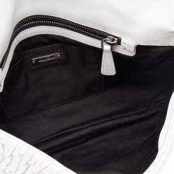 Pre Owned Miu Miu White Leather Matelassé Nappa Iconic Crystal Shoulder Bag 