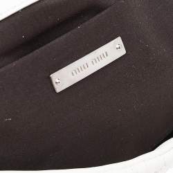 Pre Owned Miu Miu White Leather Matelassé Nappa Iconic Crystal Shoulder Bag 