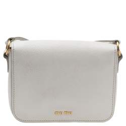 مملوكة مسبقًا حقيبة كتف ميو ميو مادراس جلد أبيض