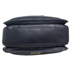 Pre Owned Miu Miu Black Leather Large Madras Tote 