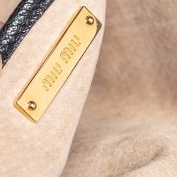 Pre Owned Miu Miu Black Leather Large Madras Tote 