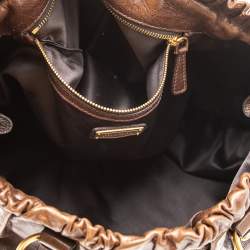 Pre Owned Miu Miu Brown Vitello Shine Leather Gathered Tote