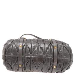 Pre Owned حقيبة يد ميو ميو سحاب جلد مبطن رمادي