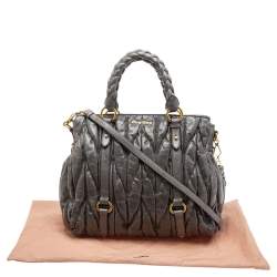 Pre Owned حقيبة يد ميو ميو سحاب جلد مبطن رمادي