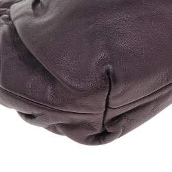 Pre Owned Miu Miu Dark Purple Leather Wristlet Zip Pouch