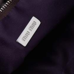 Pre Owned Miu Miu Dark Purple Leather Wristlet Zip Pouch