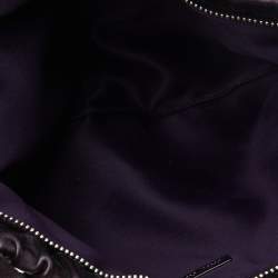 Pre Owned Miu Miu Dark Purple Leather Wristlet Zip Pouch