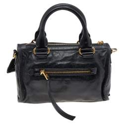 مملوكة مسبقًا Miu Miu Black Vitello Shine Leather Bauletto Satchel