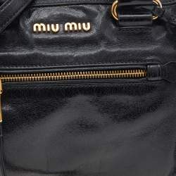 مملوكة مسبقًا Miu Miu Black Vitello Shine Leather Bauletto Satchel