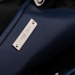 Pre Owned Miu Miu Navy Blue Matelassé Nappa Leather Crystal Tote
