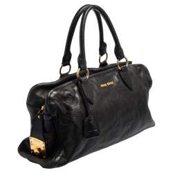 مملوكة مسبقًا حقيبة ميو ميو ياليتو سوفت جلد فيليتو أسود