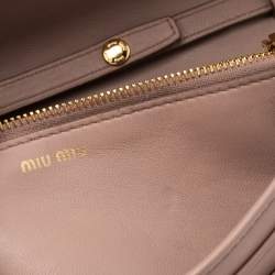 Miu Miu Beige Matelassé Leather Flap Wallet on Chain