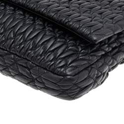 Pre Owned Miu Miu Black Matelassé Nappa Leather Crystal Shoulder Bag