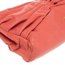 Miu Miu Coral Orange Leather Bow Kiss Lock Clutch