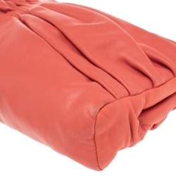 Miu Miu Coral Orange Leather Bow Kiss Lock Clutch