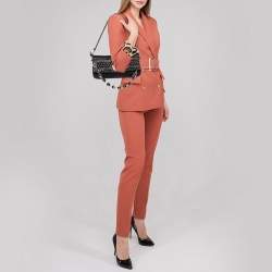 Miu Miu Dark Blue Matelassé Leather Crystal Shoulder Bag