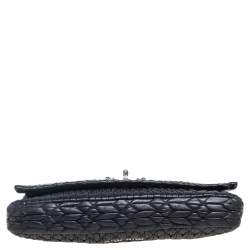 Miu Miu Dark Blue Matelassé Leather Crystal Shoulder Bag