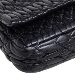 Miu Miu Dark Blue Matelassé Leather Crystal Shoulder Bag