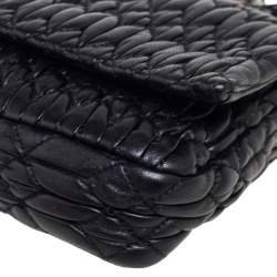 Miu Miu Dark Blue Matelassé Leather Crystal Shoulder Bag