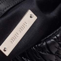 Miu Miu Dark Blue Matelassé Leather Crystal Shoulder Bag