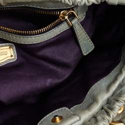 Pre Owned Miu Miu Light Olive Leather Gathered Tote