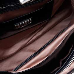 Pre Owned Miu Miu Black Patent Leather Double Zip Bowling Shoulder Bag
