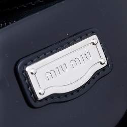Pre Owned Miu Miu Black Patent Leather Double Zip Bowling Shoulder Bag