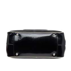 Pre Owned Miu Miu Black Patent Leather Double Zip Bowling Shoulder Bag
