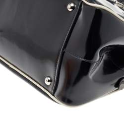 Pre Owned Miu Miu Black Patent Leather Double Zip Bowling Shoulder Bag